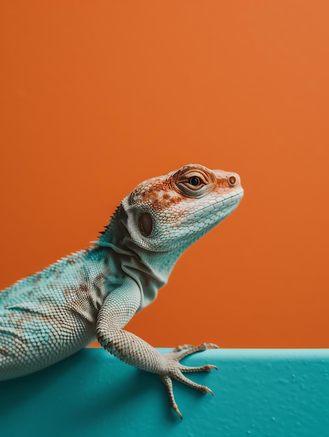 Lizard on minimalist background