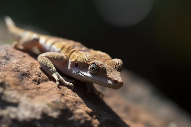 A lizard on a rock with the sun shining on it