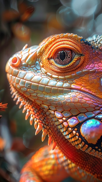 a lizard with a colorful orange and gray tail