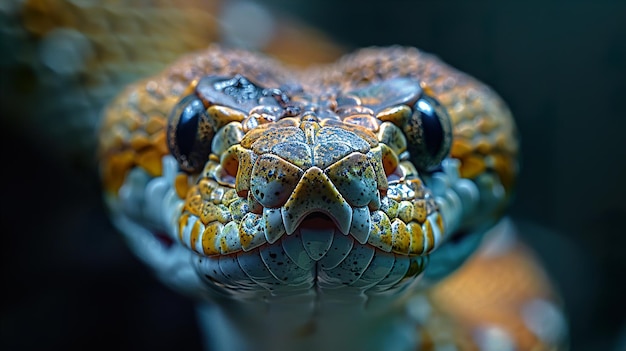 a lizard with a large nose and a small black eye