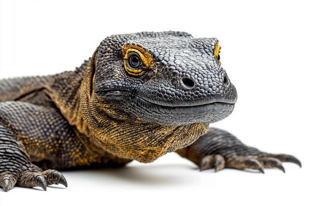 Photo a lizard with orange eyes and yellow eyes is shown