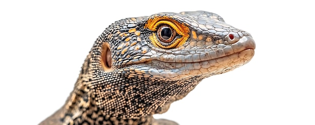 Photo a lizard with a yellow eye and brown eye