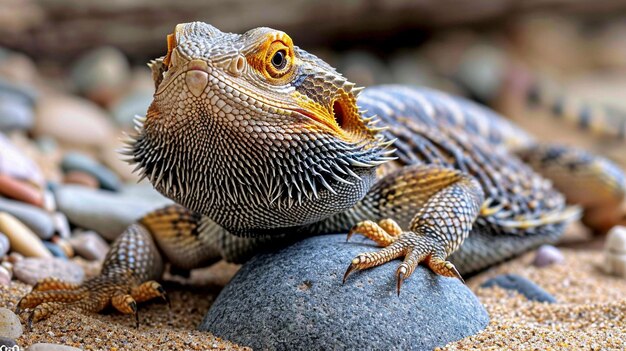 a lizard with a yellow eye and orange eyes and a brown eye