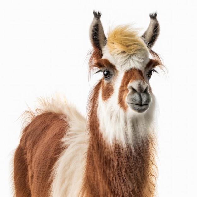 Llama is standing in front of white background Generative AI