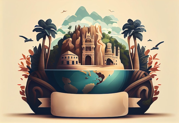 Llustration of world tourism day Generate Ai