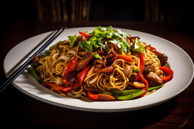 Lo Mein Noodles Dish