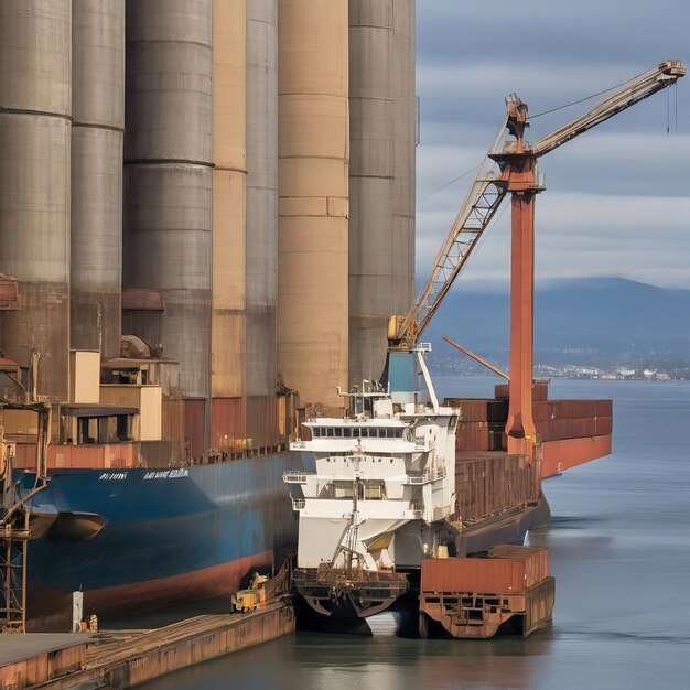 Photo loading a cargo ship grain elevators portland