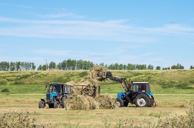 Loading hay front loader