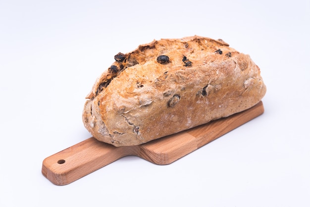 loaf of artisan bread on white background