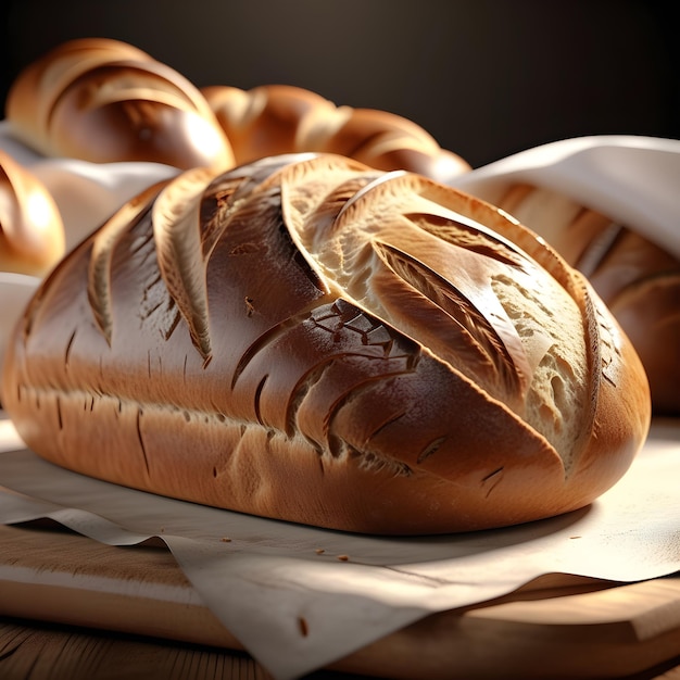 a loaf of bread is on a wooden cutting board