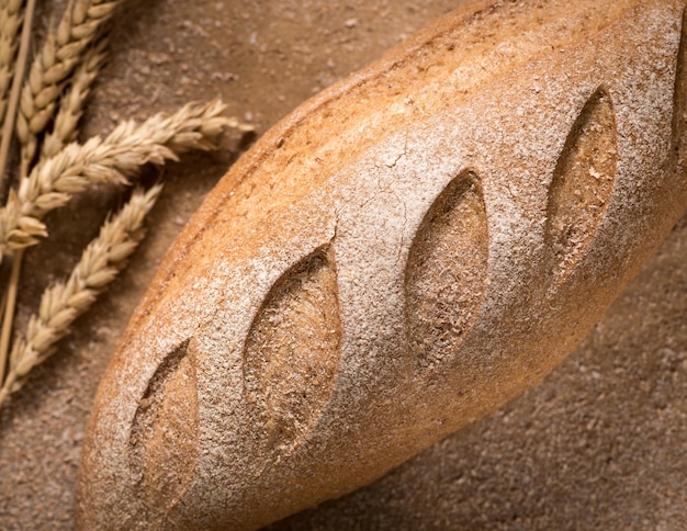 Loaf of bread top view