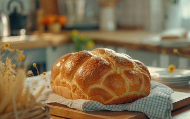 A loaf of bread on the traditional background professional advertising food photo ai generated