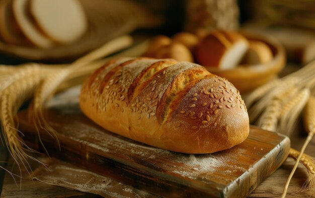 A loaf of bread on the traditional background professional advertising food photo ai generated