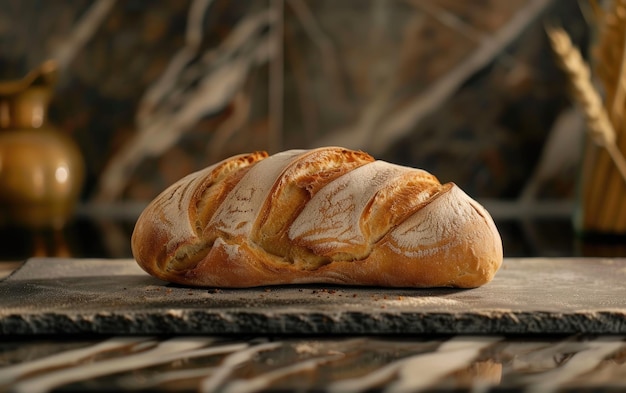 A loaf of bread on the traditional background professional advertising food photo ai generated