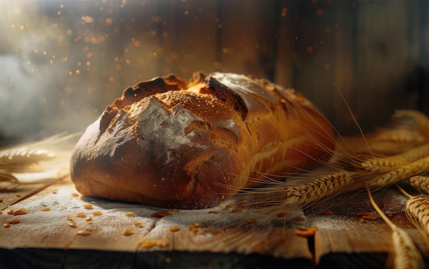 A loaf of bread on the traditional background professional advertising food photo ai generated