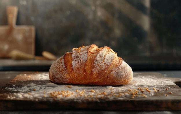 A loaf of bread on the traditional background professional advertising food photo ai generated