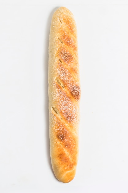 Loaf of bread view from above on a white background