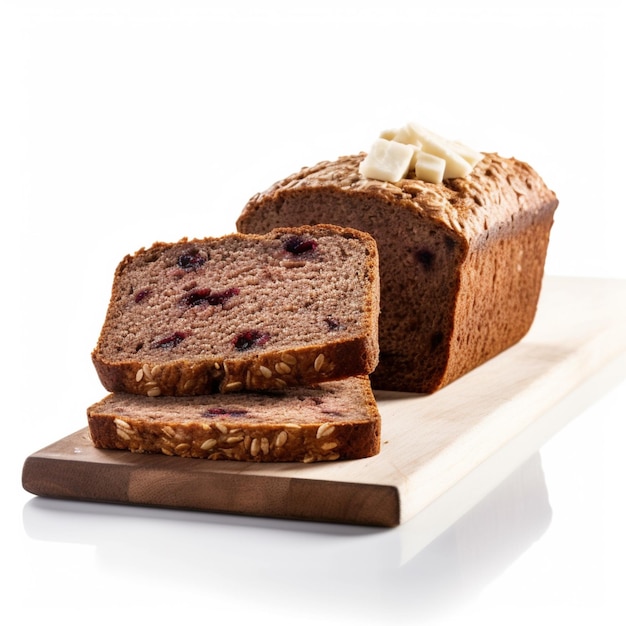 A loaf of bread with cranberries on it