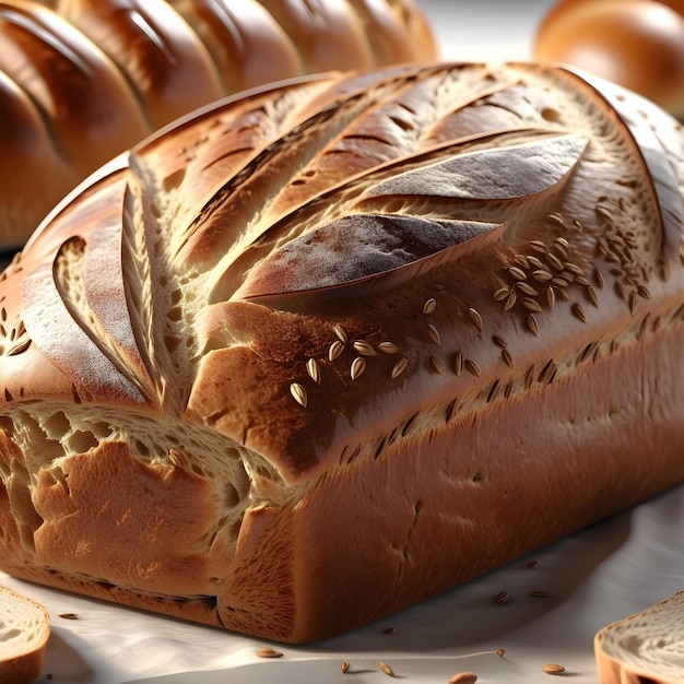 a loaf of bread with a leaf on it