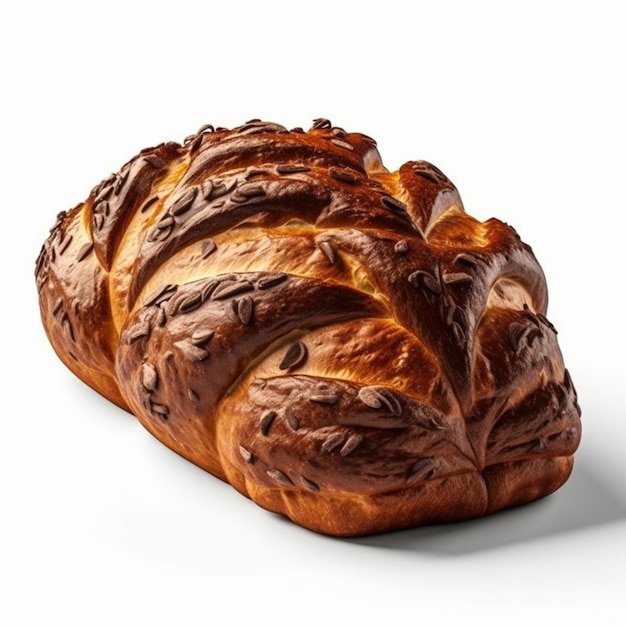 A loaf of bread with leaves on it