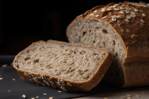 A loaf of bread with oatmeal on it