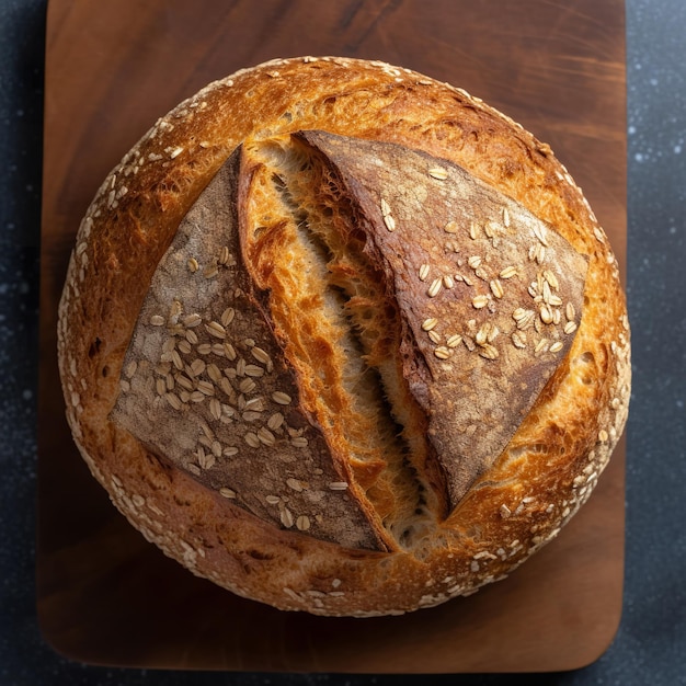 a loaf of bread with seeds on it