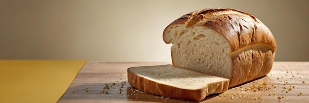 Photo a loaf of bread with a white background and a loaf of bread on the bottom