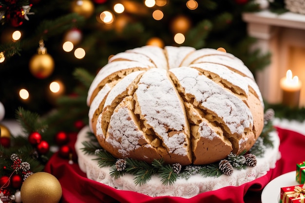 A loaf of bread with the word christmas on it