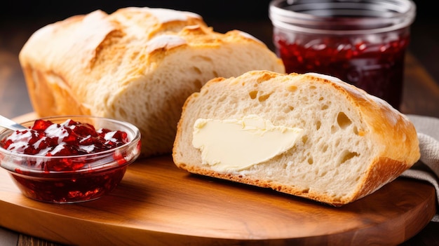 Loaf of Bread on Wooden Cutting Board Freshly Baked Deliciousness