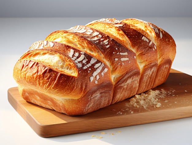 Loaf of bread on wooden cutting board