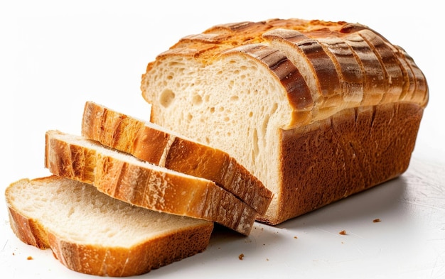 Loaf of Sliced White Bread on White Background