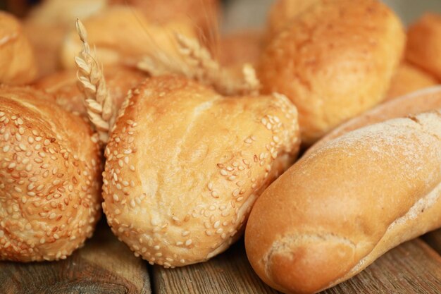 Loaves of delicious bread closeup