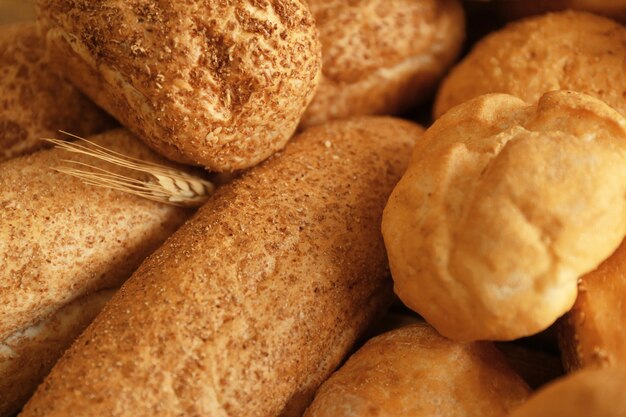 Loaves of delicious bread closeup