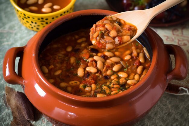 Lobio Beans in pot Traditional Georgian