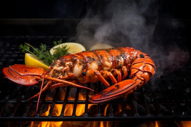 Lobster grilling on the barbecue Generative Ai