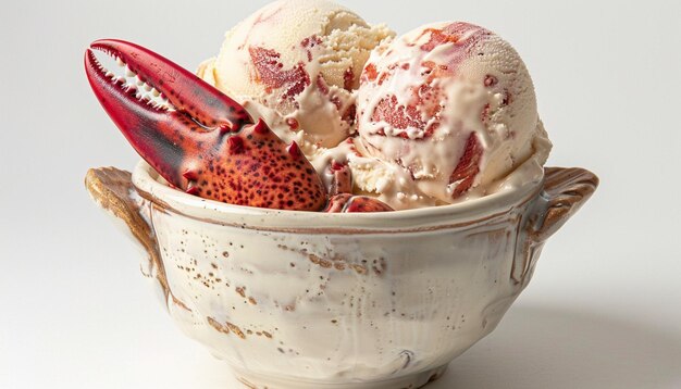 Lobster ice cream scoop decorated in a bowl