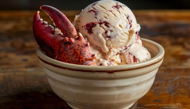 Lobster ice cream scoop decorated in a bowl