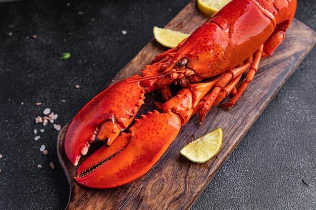 Photo lobster seafood ready to eat expensive product healthy meal food snack on the table copy space