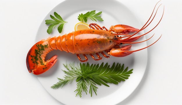 Lobster in a white plate Generative AI