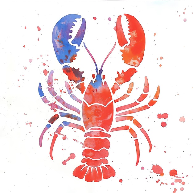 a lobster with a red and blue pattern on it