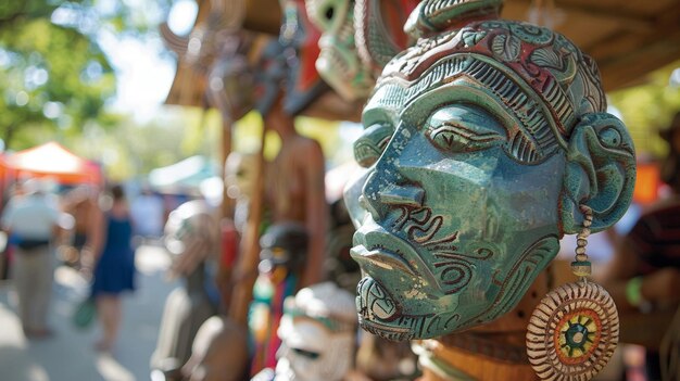 Local artisans and vendors set up shops to sell handmade masks jewelry and other trinkets providing