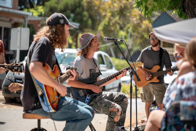 Photo local artists performing live music at community s generative ai