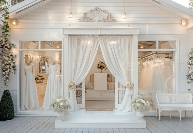 Local bridal salon exterior with large display