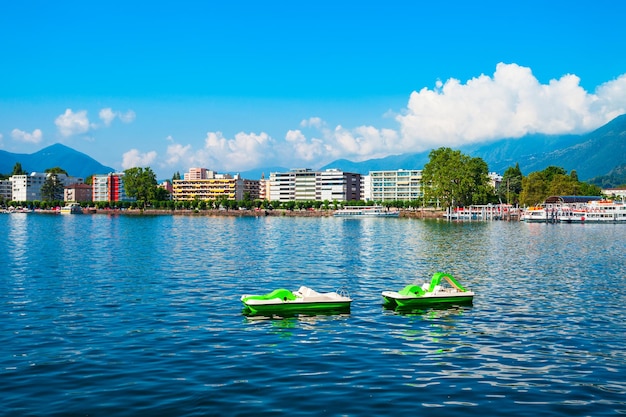 Locarno port with boats Switzerland