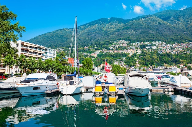 Locarno port with boats Switzerland