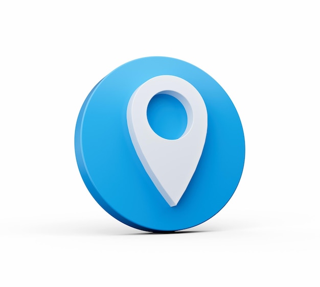 Location icon 3d isolated on white background Blue Round shape Web Design Notification Icon 3d