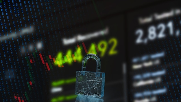 The lock and business background for security concept 3d rendering