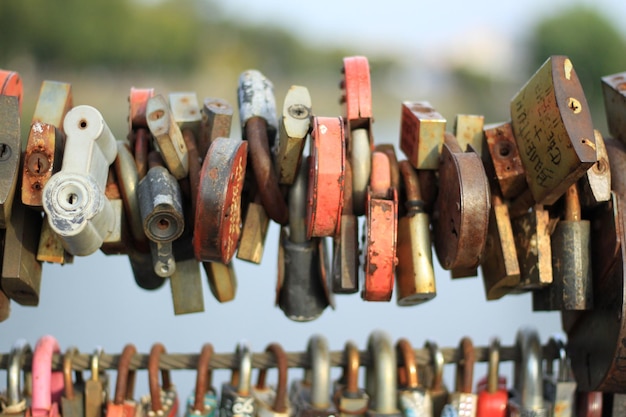 Lock collection Close up view