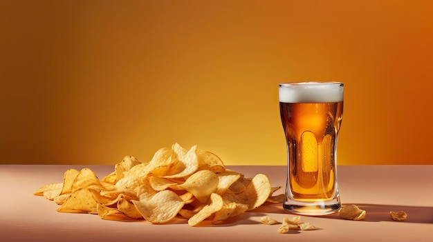 A locks in snack of brew and chips Creative resource AI Generated