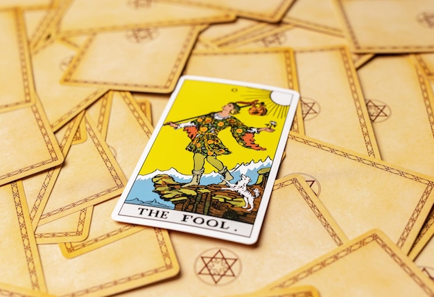 Lodz Poland April 15 2023 The fool arcana tarot cards divination